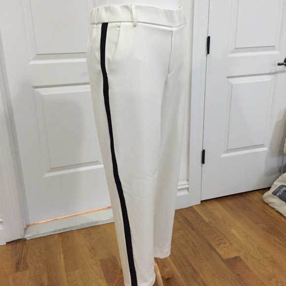 zara black pants with white stripe